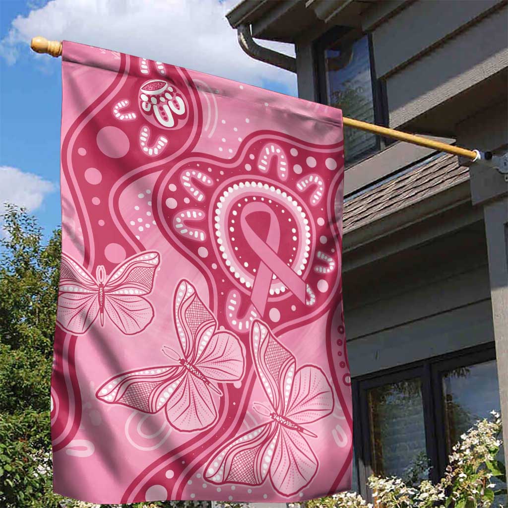 Australia Indigenous Garden Flag Breast Cancer Pink Aboriginal Butterfly - Vibe Hoodie Shop