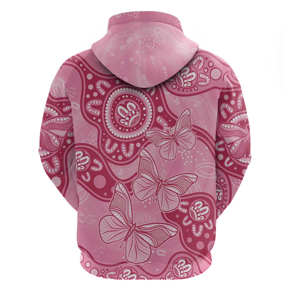 Australia Indigenous Hoodie Breast Cancer Pink Aboriginal Butterfly LT7 - Vibe Hoodie Shop