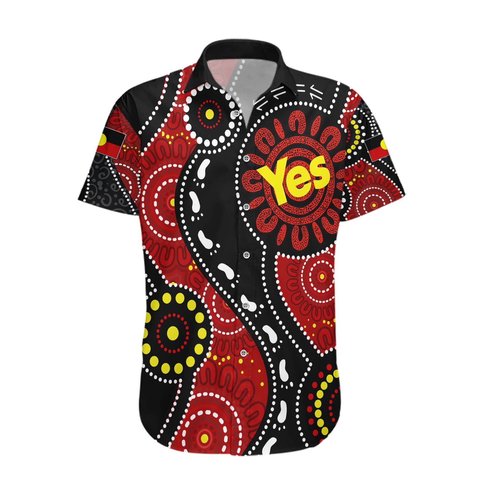 Australia Indigenous Hawaiian Shirt Vote Yes Aboriginal Flag Color - Vibe Hoodie Shop