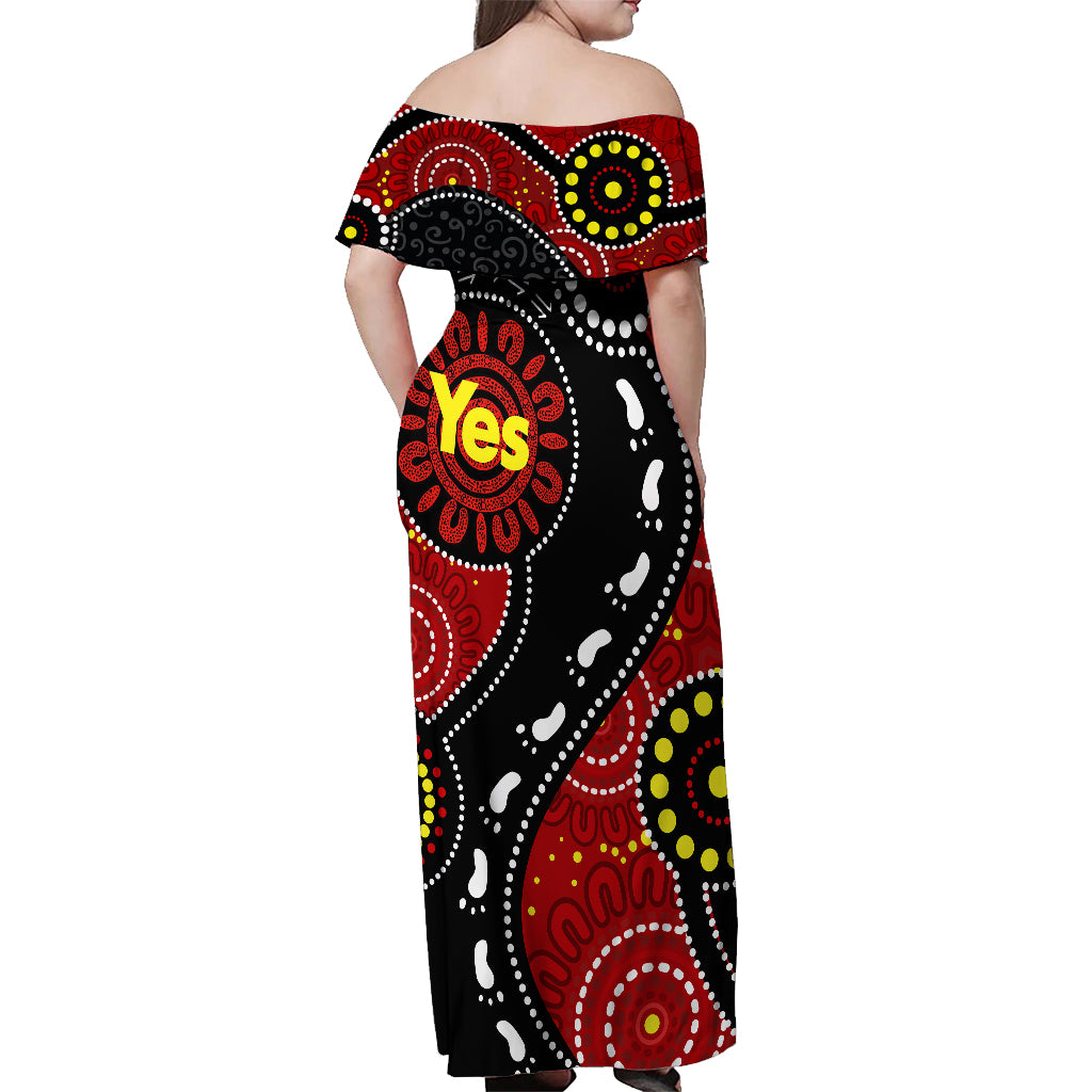 australia-indigenous-off-shoulder-maxi-dress-vote-yes-aboriginal-flag-color