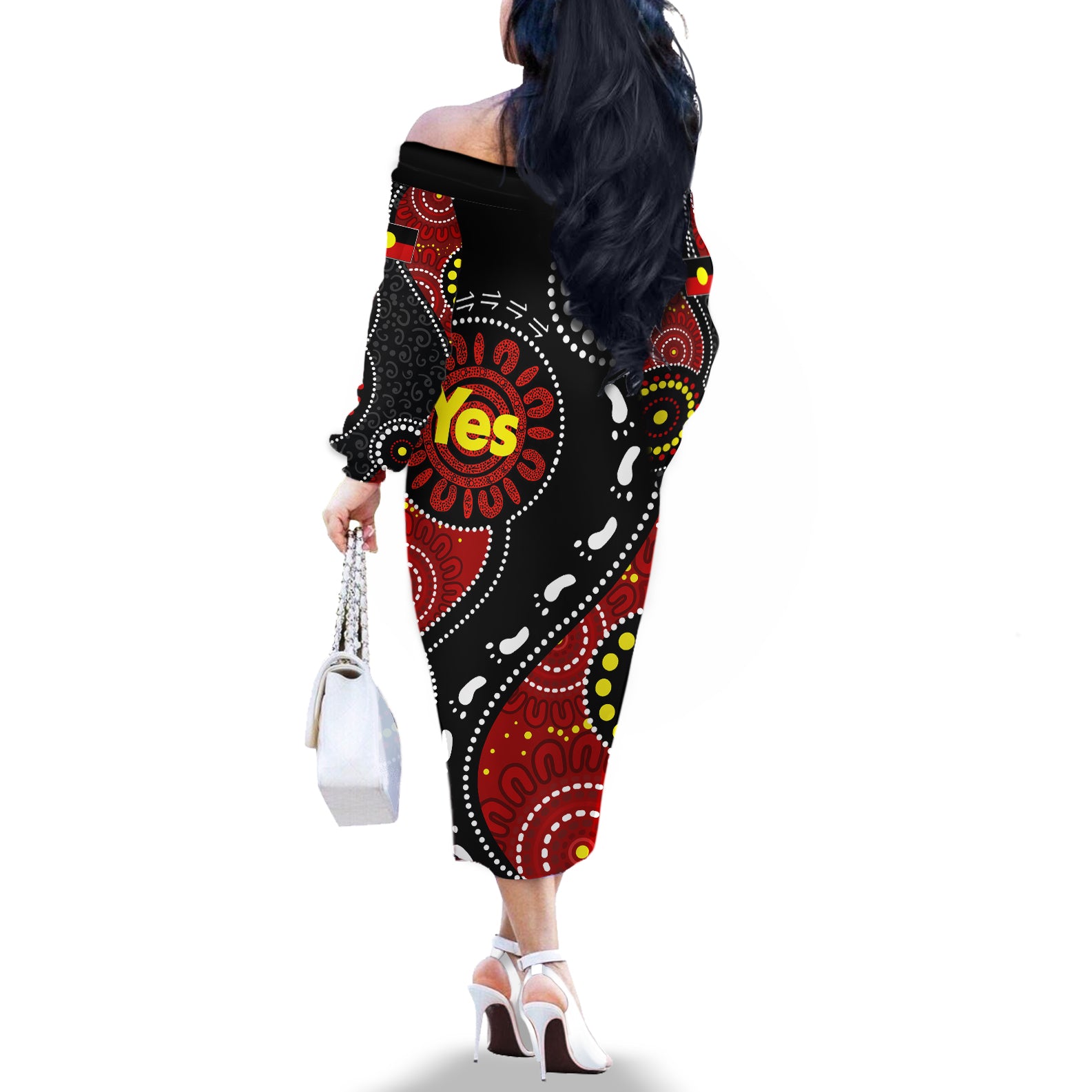 australia-indigenous-off-the-shoulder-long-sleeve-dress-vote-yes-aboriginal-flag-color