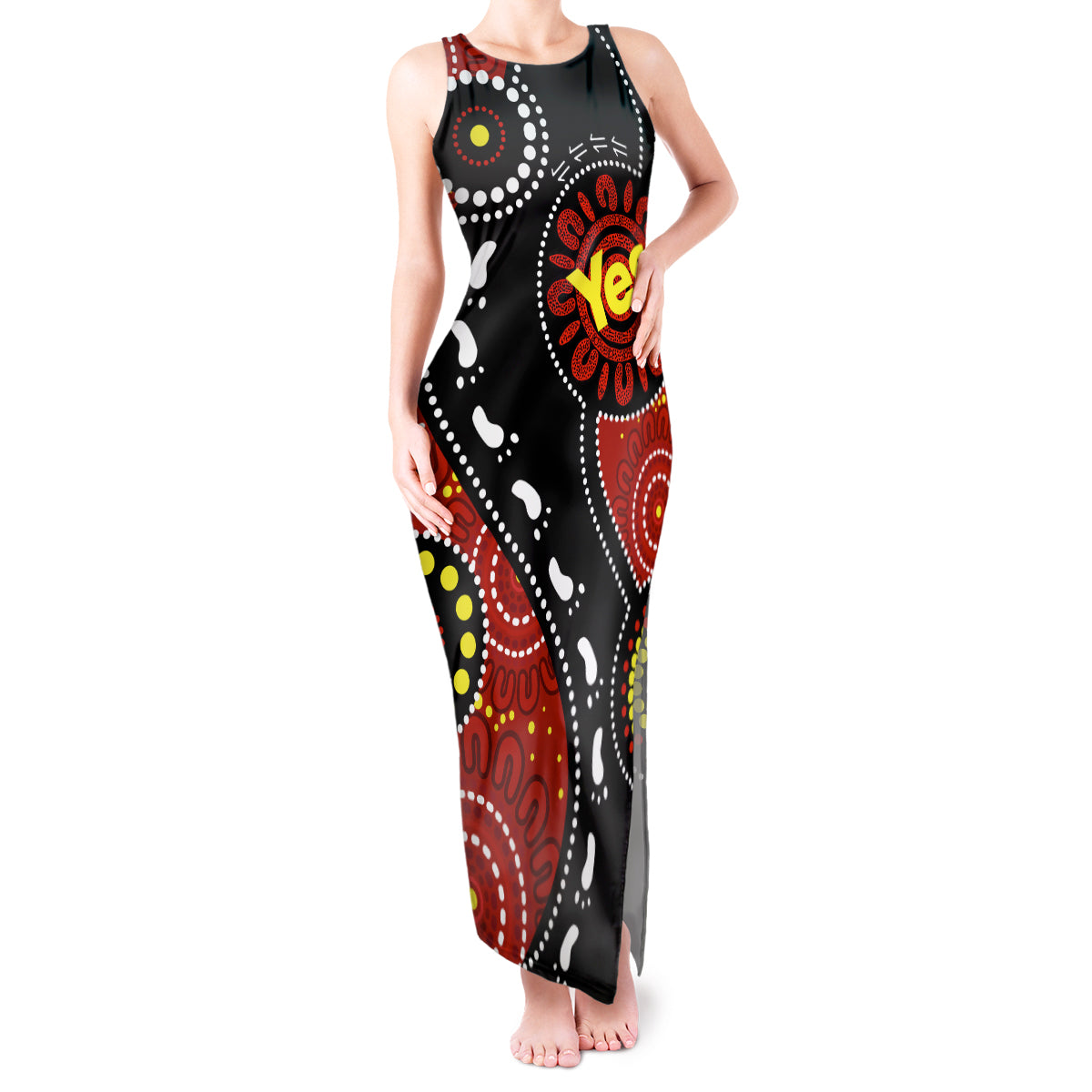 australia-indigenous-tank-maxi-dress-vote-yes-aboriginal-flag-color