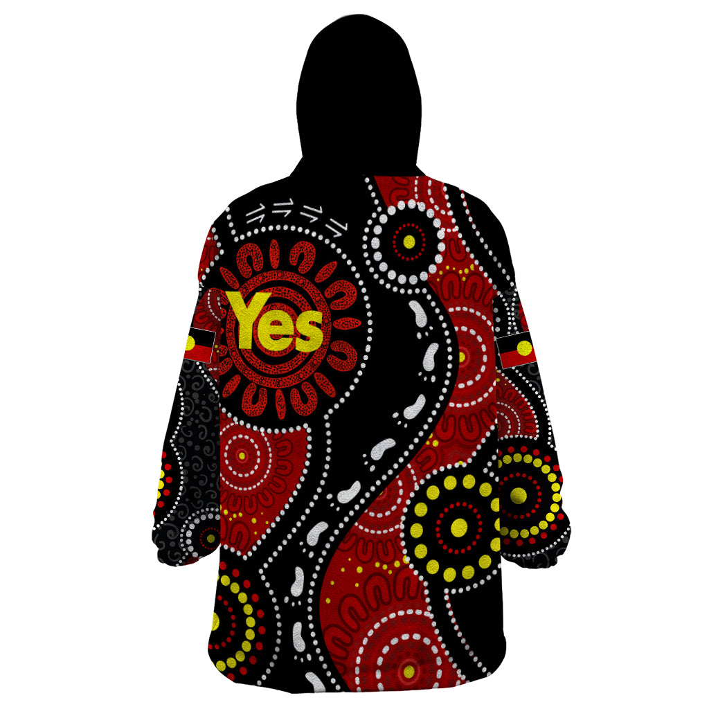 Australia Indigenous Wearable Blanket Hoodie Vote Yes Aboriginal Flag Color - Vibe Hoodie Shop