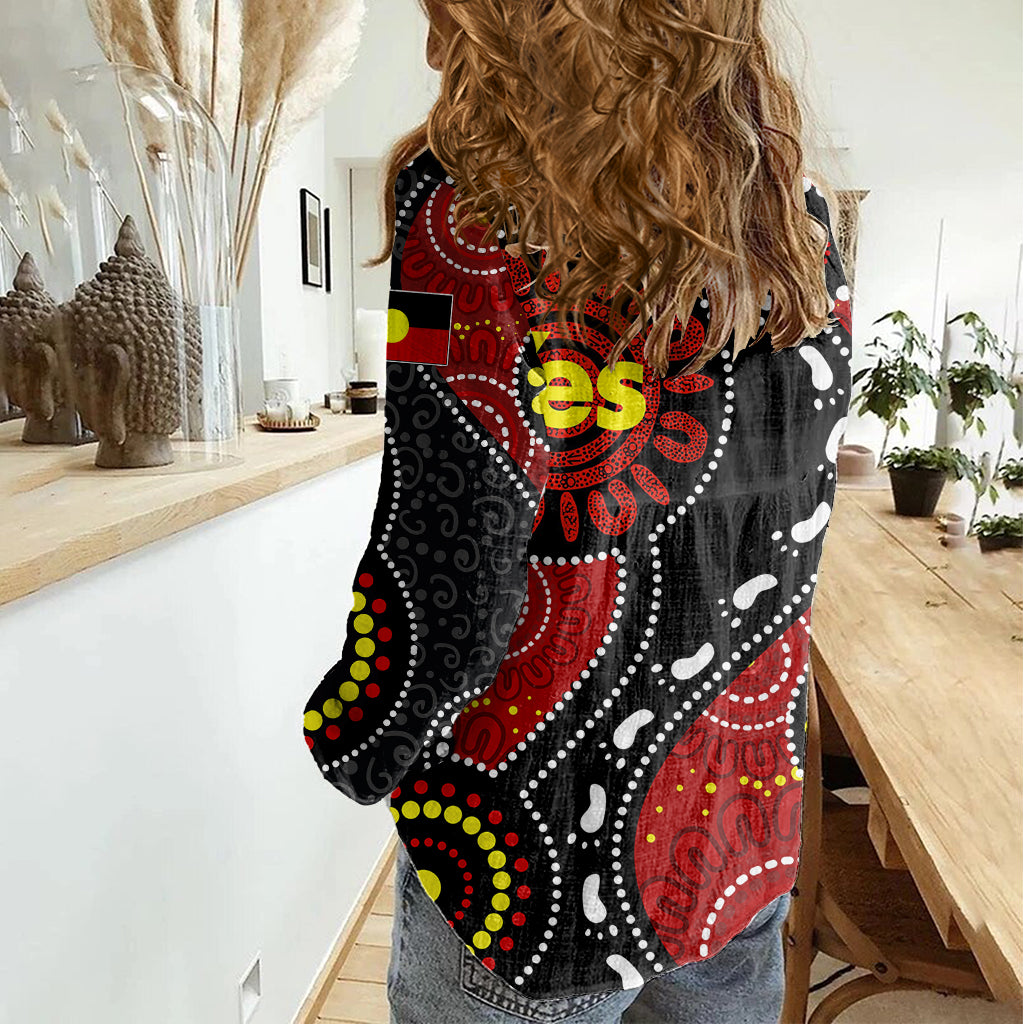 Australia Indigenous Women Casual Shirt Vote Yes Aboriginal Flag Color - Vibe Hoodie Shop
