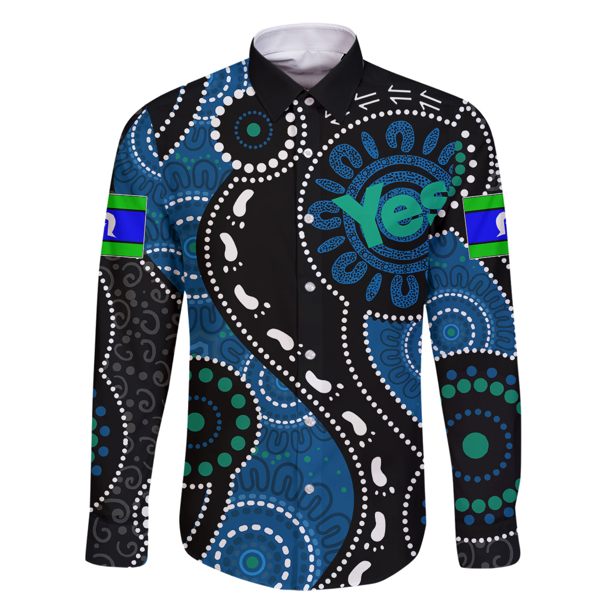 australia-indigenous-family-matching-long-sleeve-bodycon-dress-and-hawaiian-shirt-vote-yes-aboriginal-torres-strait