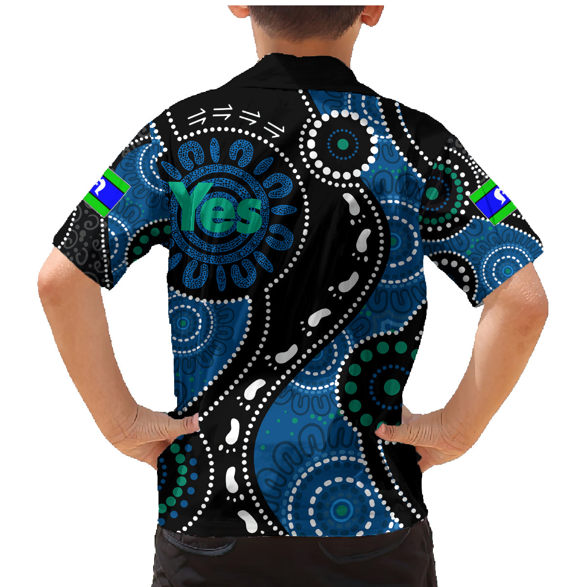 australia-indigenous-family-matching-mermaid-dress-and-hawaiian-shirt-vote-yes-aboriginal-torres-strait