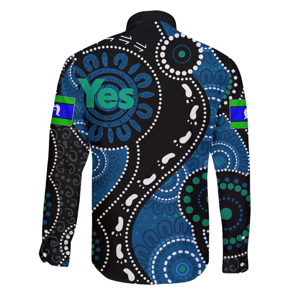 australia-indigenous-family-matching-off-shoulder-long-sleeve-dress-and-hawaiian-shirt-vote-yes-aboriginal-torres-strait