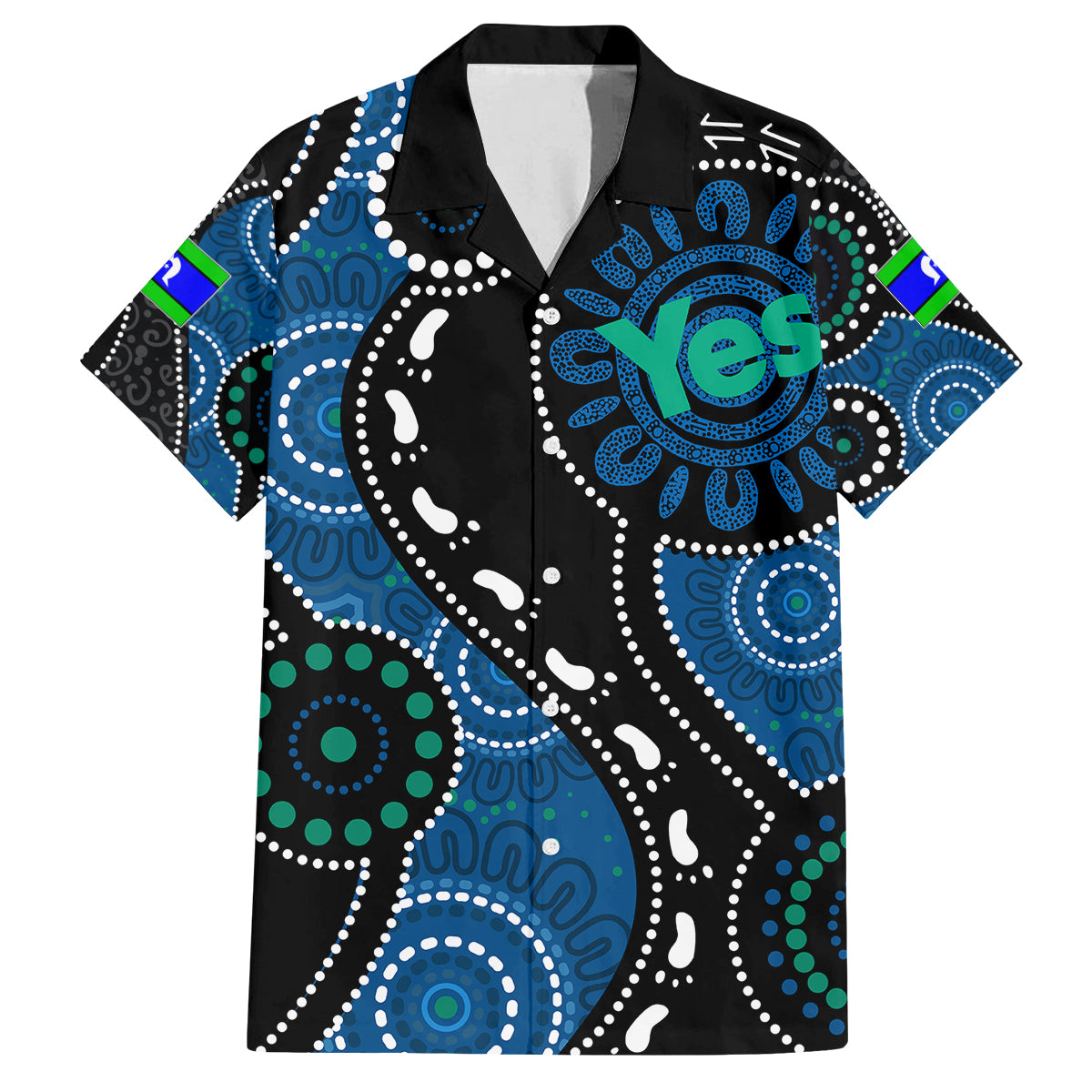 australia-indigenous-family-matching-off-shoulder-short-dress-and-hawaiian-shirt-vote-yes-aboriginal-torres-strait