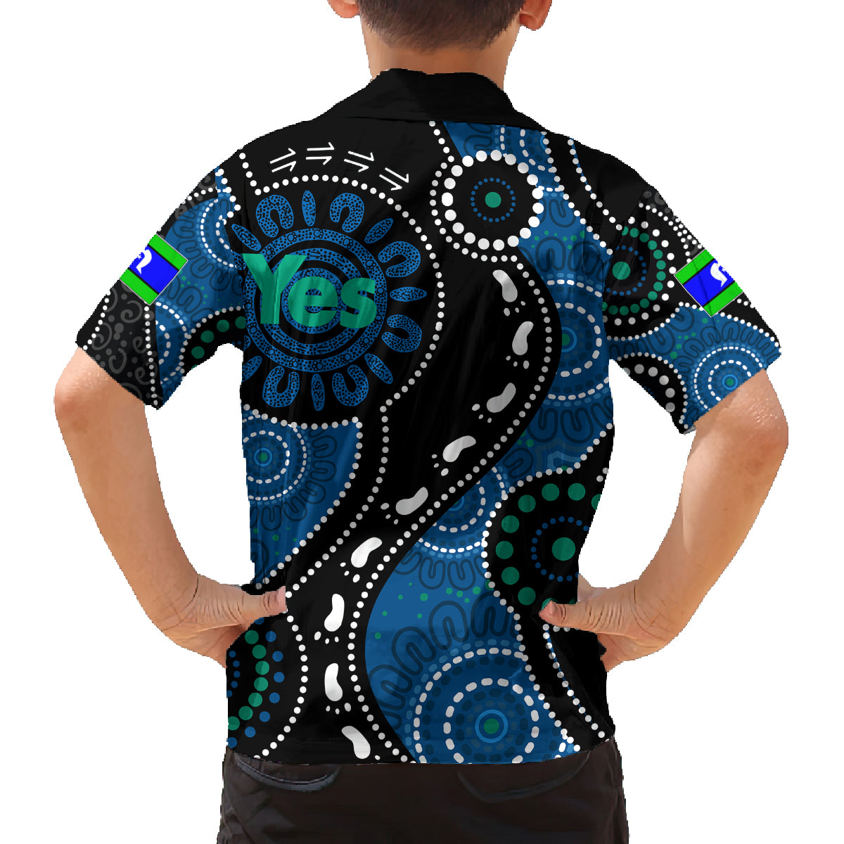 australia-indigenous-family-matching-puletasi-dress-and-hawaiian-shirt-vote-yes-aboriginal-torres-strait