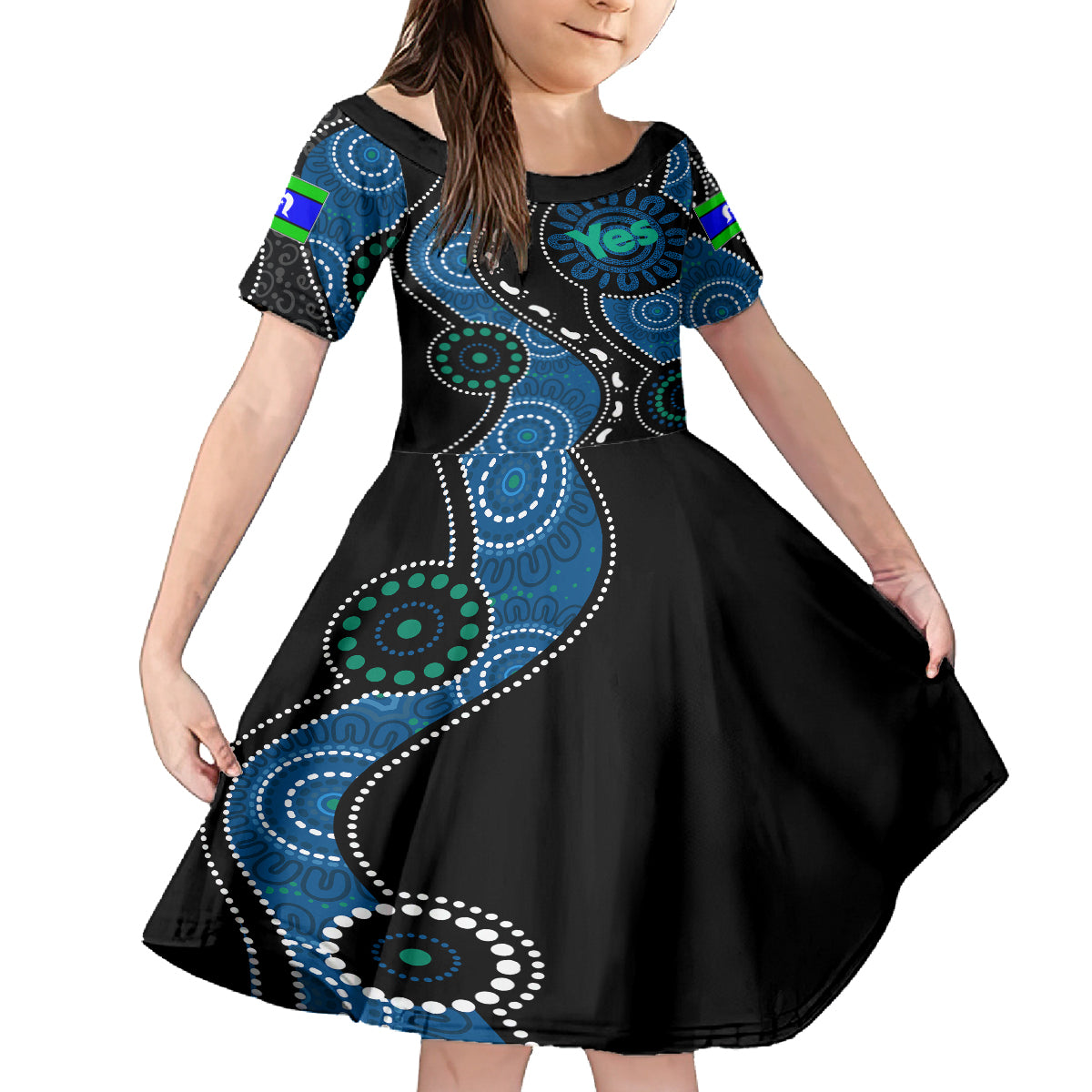 Australia Indigenous Kid Short Sleeve Dress Vote Yes Aboriginal Torres Strait - Vibe Hoodie Shop