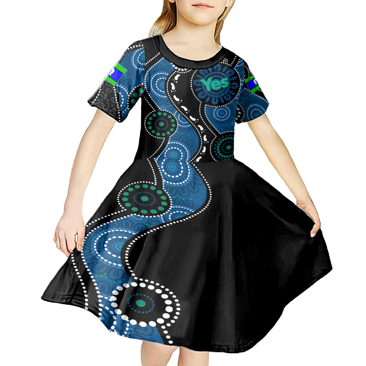 Australia Indigenous Kid Short Sleeve Dress Vote Yes Aboriginal Torres Strait - Vibe Hoodie Shop