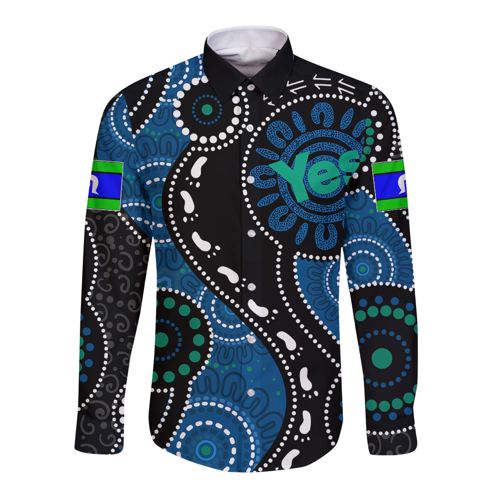 Australia Indigenous Long Sleeve Button Shirt Vote Yes Aboriginal Torres Strait - Vibe Hoodie Shop