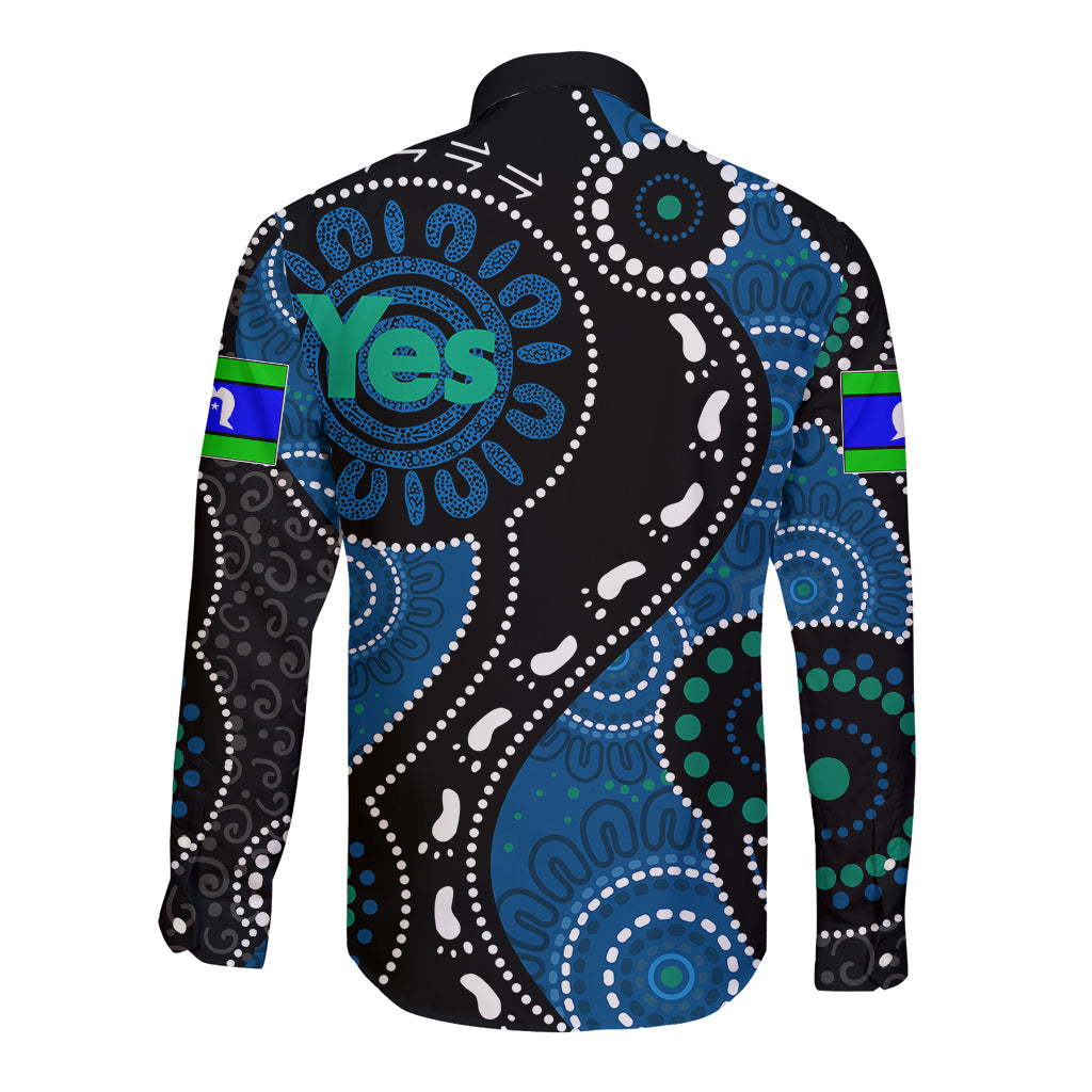 Australia Indigenous Long Sleeve Button Shirt Vote Yes Aboriginal Torres Strait - Vibe Hoodie Shop