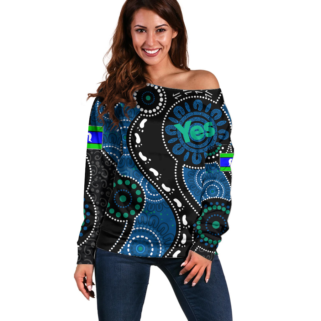 Australia Indigenous Off Shoulder Sweater Vote Yes Aboriginal Torres Strait - Vibe Hoodie Shop