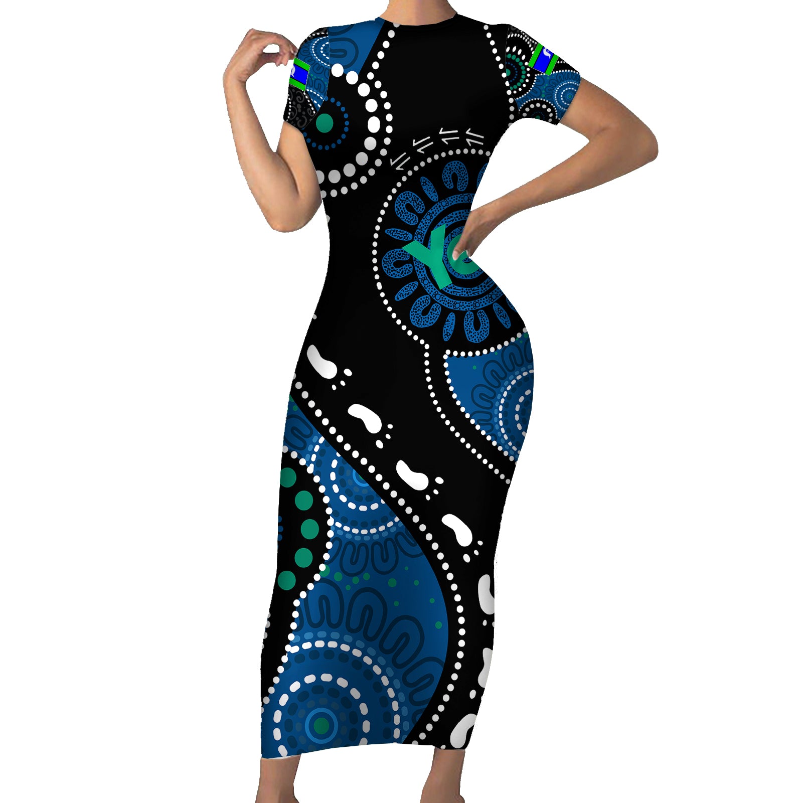 australia-indigenous-short-sleeve-bodycon-dress-vote-yes-aboriginal-torres-strait