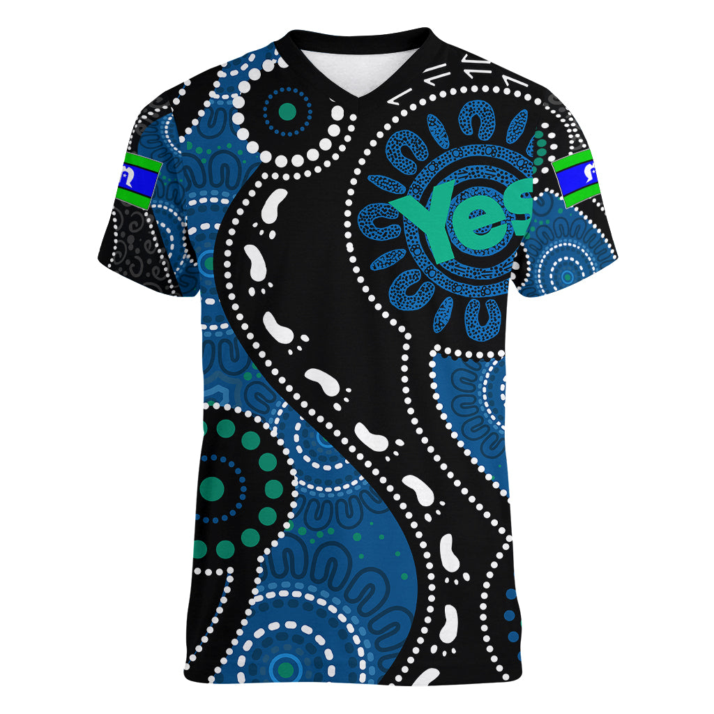 Australia Indigenous Women V Neck T Shirt Vote Yes Aboriginal Torres Strait - Vibe Hoodie Shop