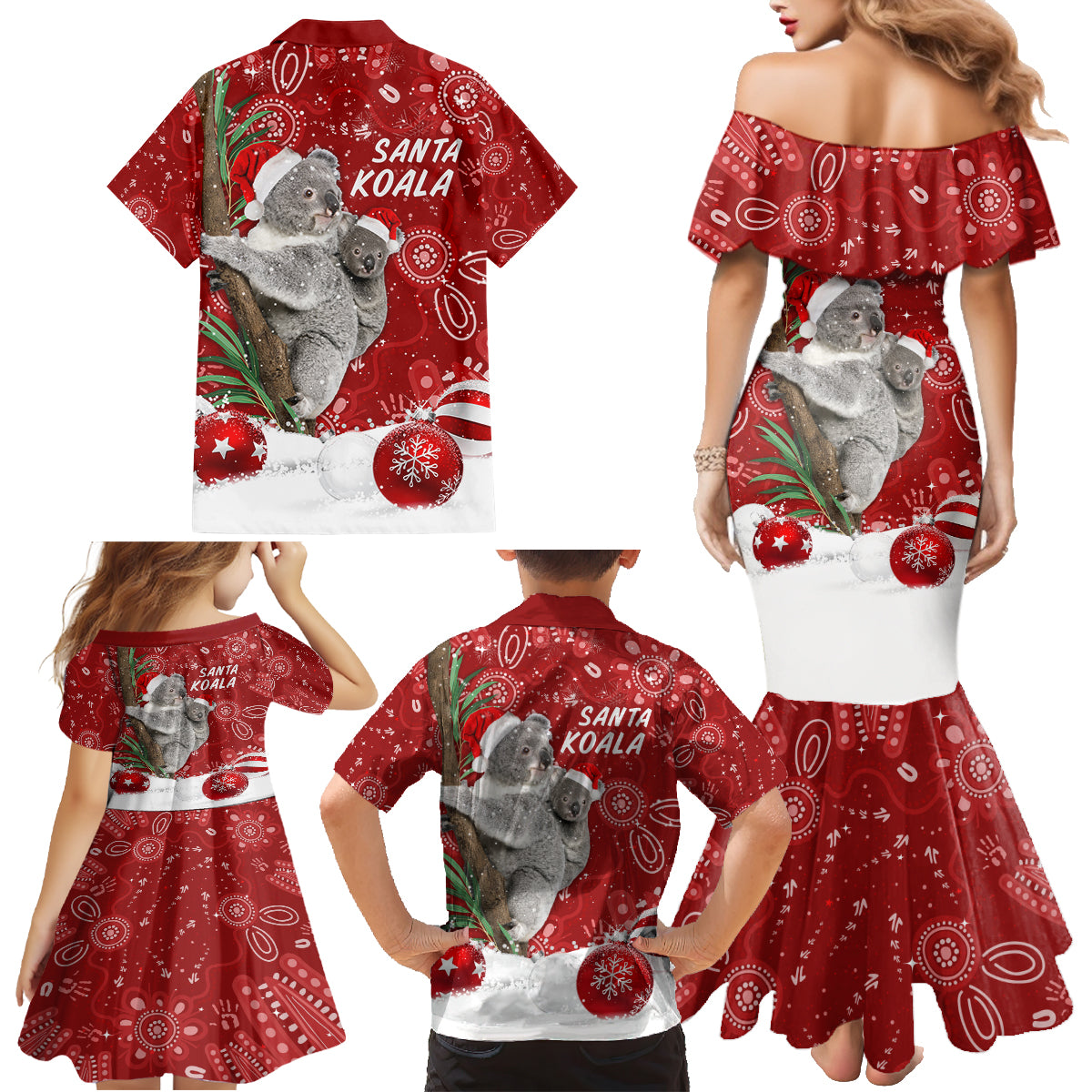 australia-christmas-aboriginal-family-matching-mermaid-dress-and-hawaiian-shirt-santa-koala-ver01