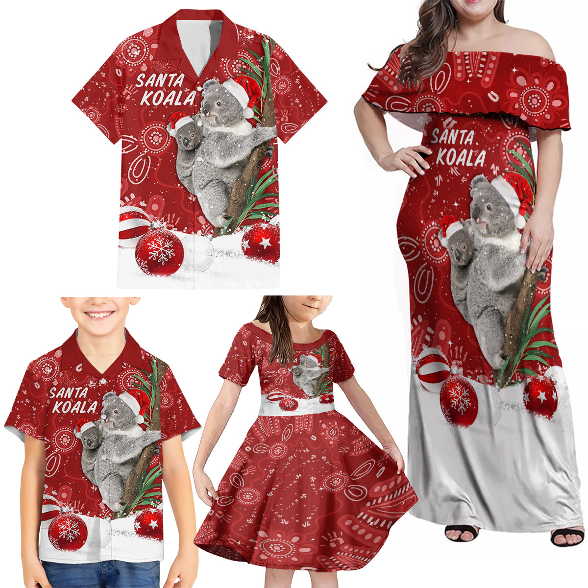 australia-christmas-aboriginal-family-matching-off-shoulder-maxi-dress-and-hawaiian-shirt-santa-koala-ver01