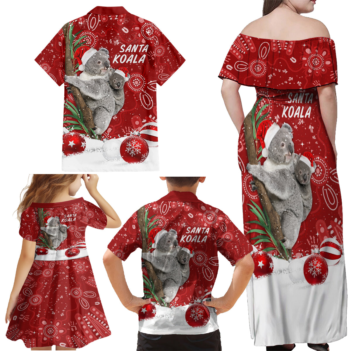 australia-christmas-aboriginal-family-matching-off-shoulder-maxi-dress-and-hawaiian-shirt-santa-koala-ver01