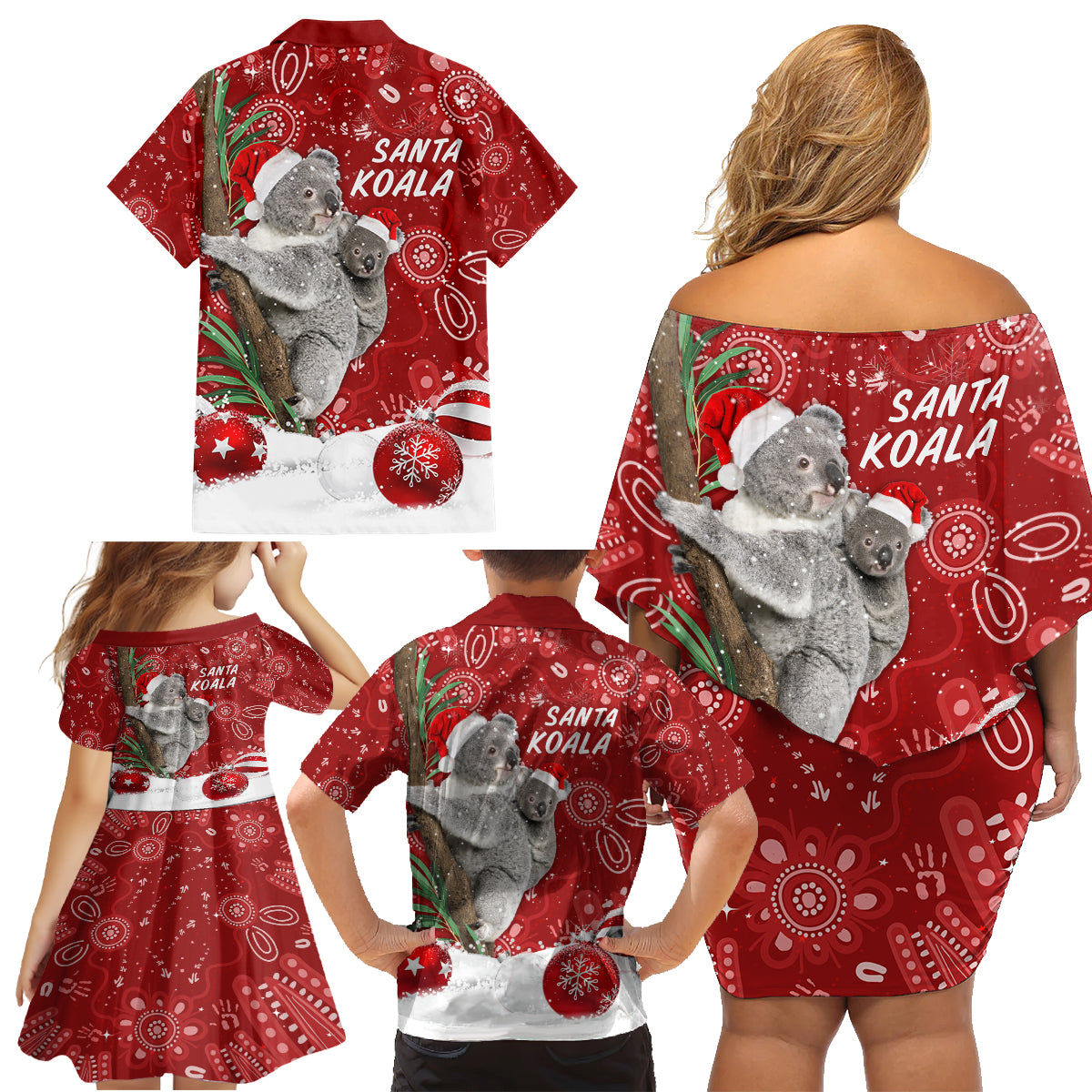 australia-christmas-aboriginal-family-matching-off-shoulder-short-dress-and-hawaiian-shirt-santa-koala-ver01