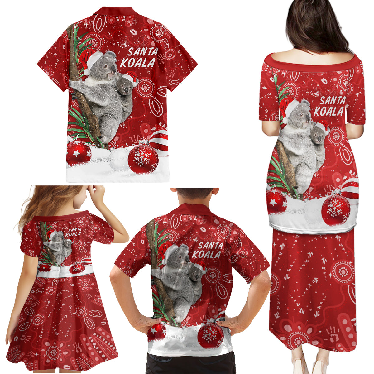 australia-christmas-aboriginal-family-matching-puletasi-dress-and-hawaiian-shirt-santa-koala-ver01