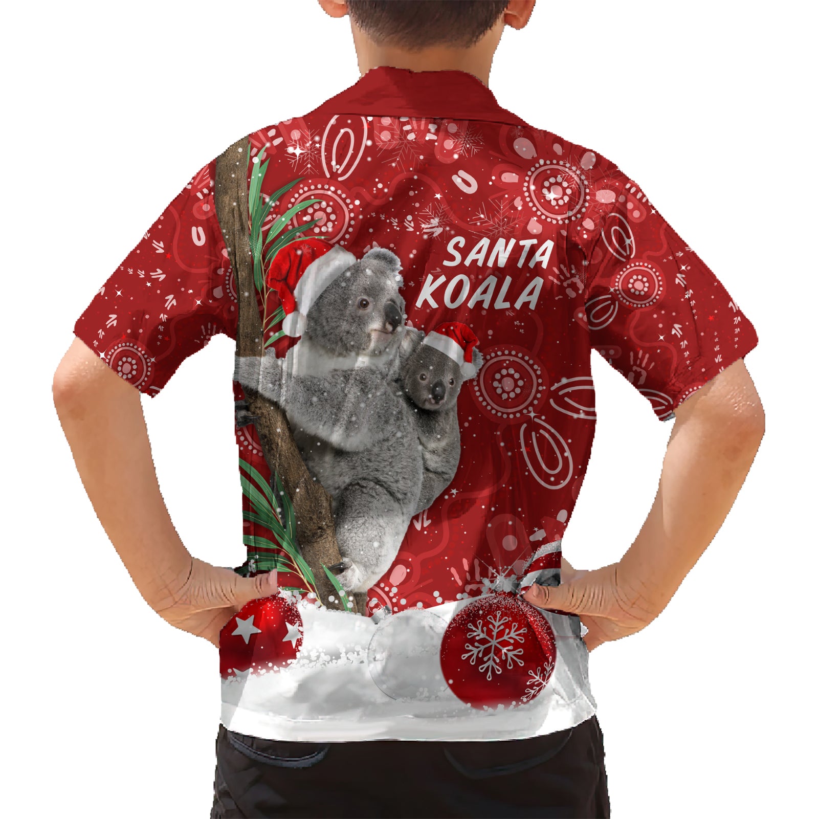 australia-christmas-aboriginal-family-matching-short-sleeve-bodycon-dress-and-hawaiian-shirt-santa-koala-ver01