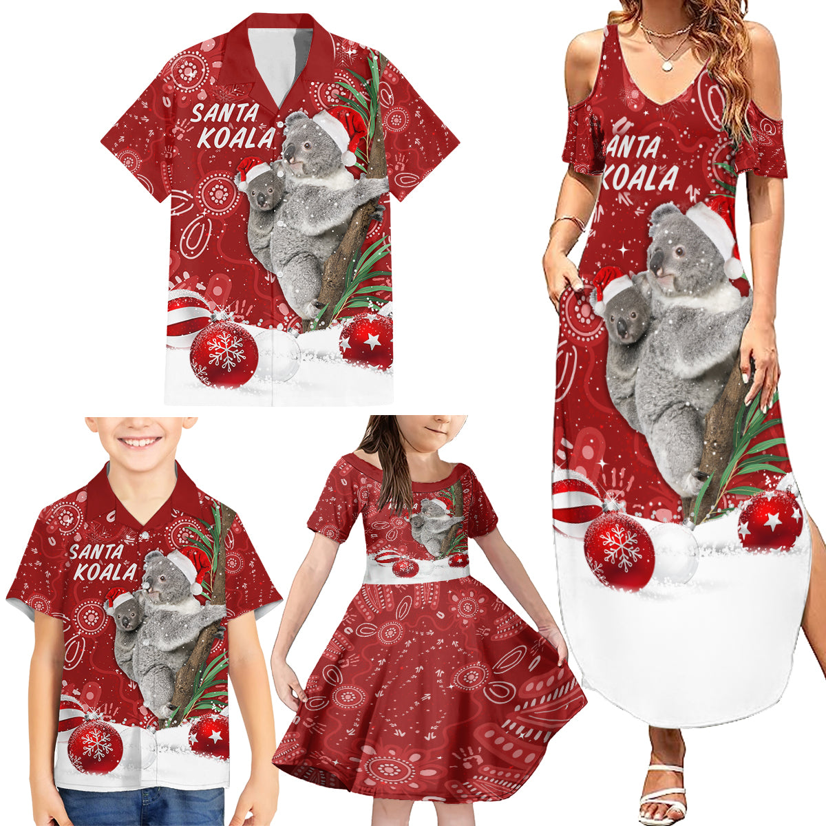 australia-christmas-aboriginal-family-matching-summer-maxi-dress-and-hawaiian-shirt-santa-koala-ver01