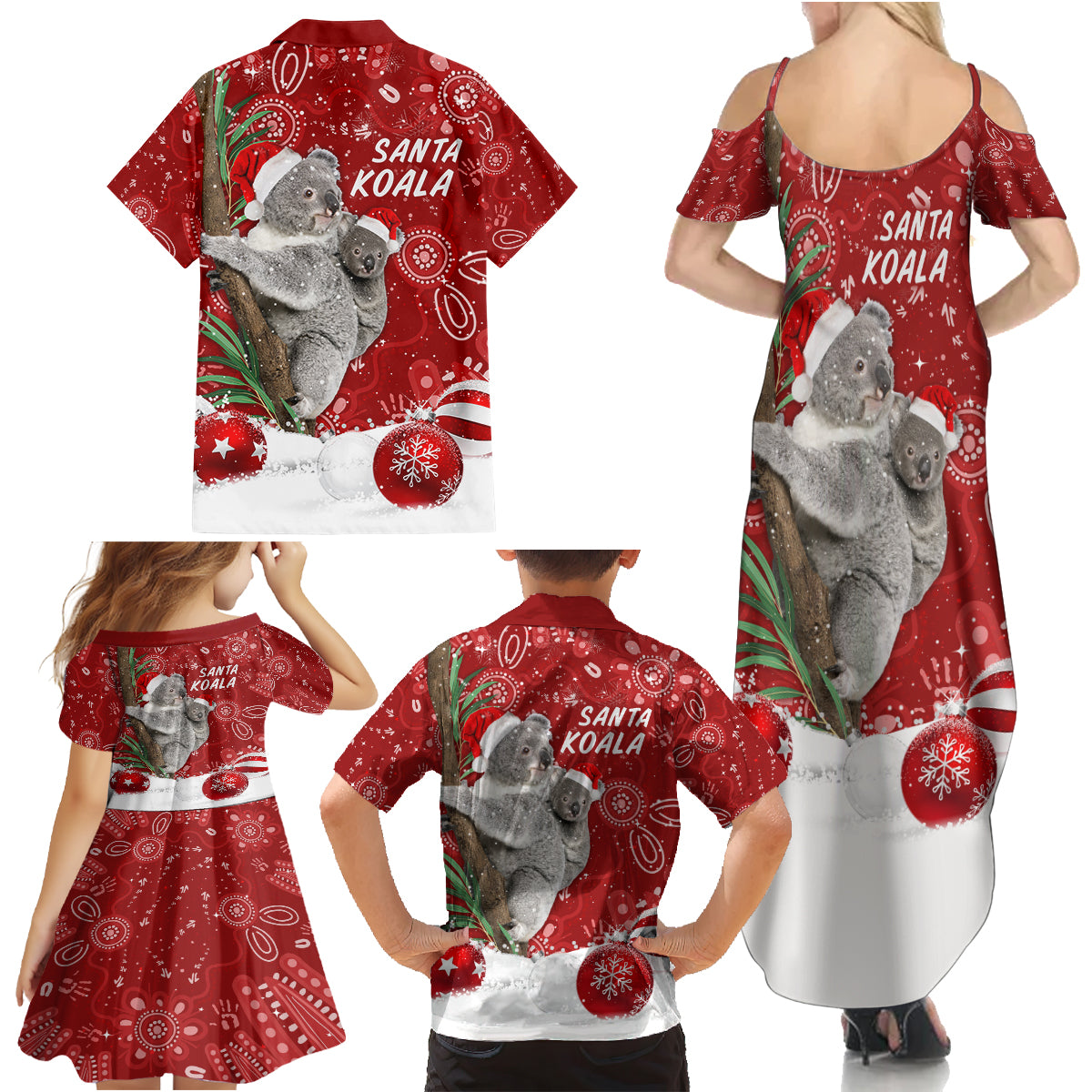 australia-christmas-aboriginal-family-matching-summer-maxi-dress-and-hawaiian-shirt-santa-koala-ver01