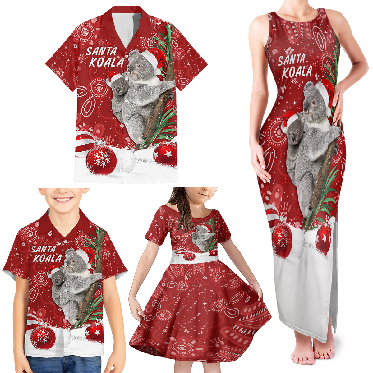 australia-christmas-aboriginal-family-matching-tank-maxi-dress-and-hawaiian-shirt-santa-koala-ver01