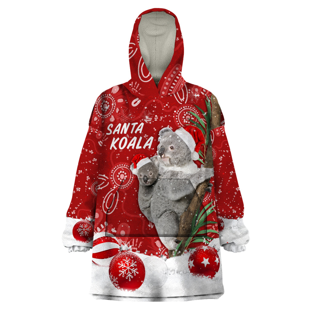 Australia Christmas Aboriginal Wearable Blanket Hoodie Santa Koala Ver01 - Vibe Hoodie Shop