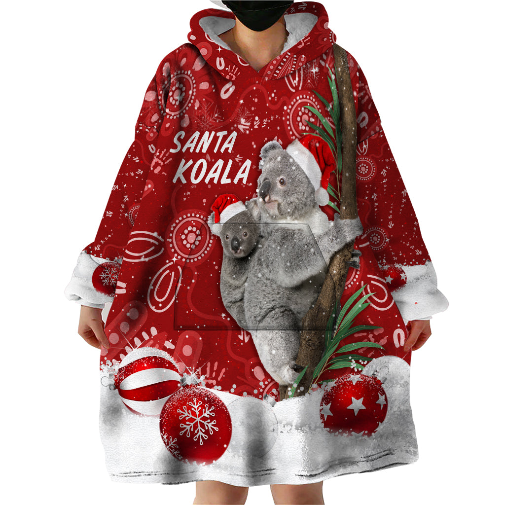 Australia Christmas Aboriginal Wearable Blanket Hoodie Santa Koala Ver01 - Vibe Hoodie Shop