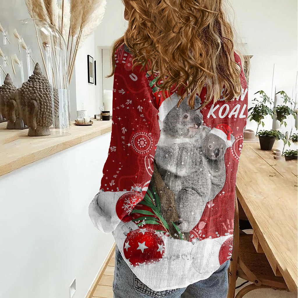 Australia Christmas Aboriginal Women Casual Shirt Santa Koala Ver01 - Vibe Hoodie Shop