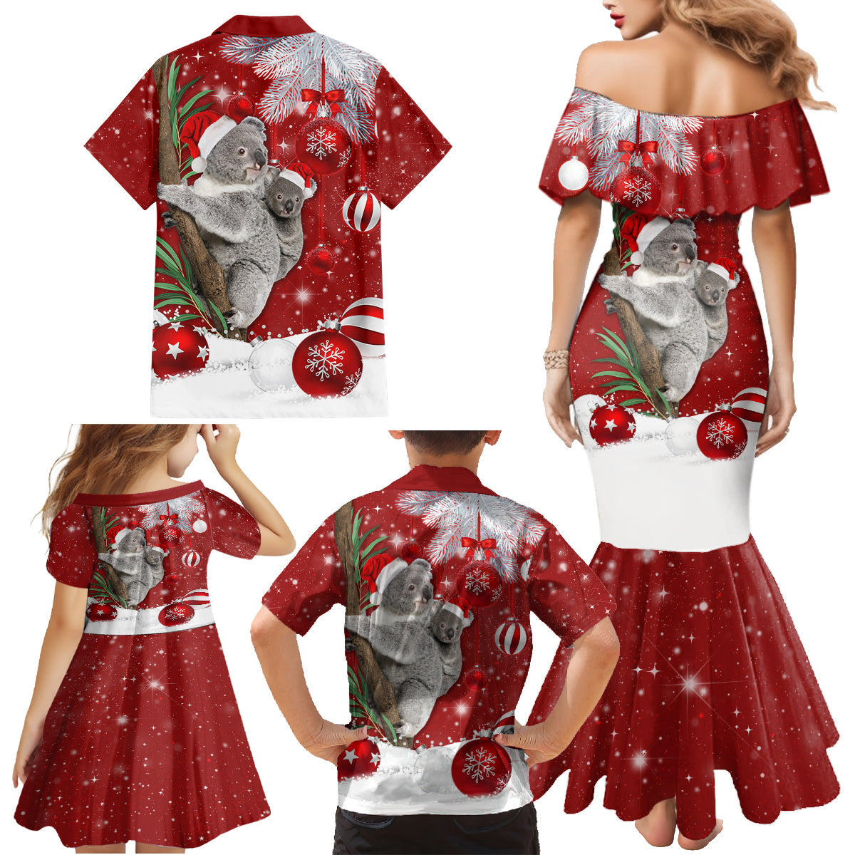 australia-christmas-family-matching-mermaid-dress-and-hawaiian-shirt-santa-koala-ver02