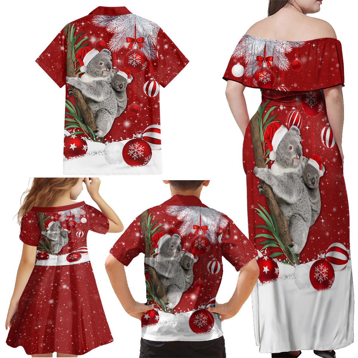 australia-christmas-family-matching-off-shoulder-maxi-dress-and-hawaiian-shirt-santa-koala-ver02