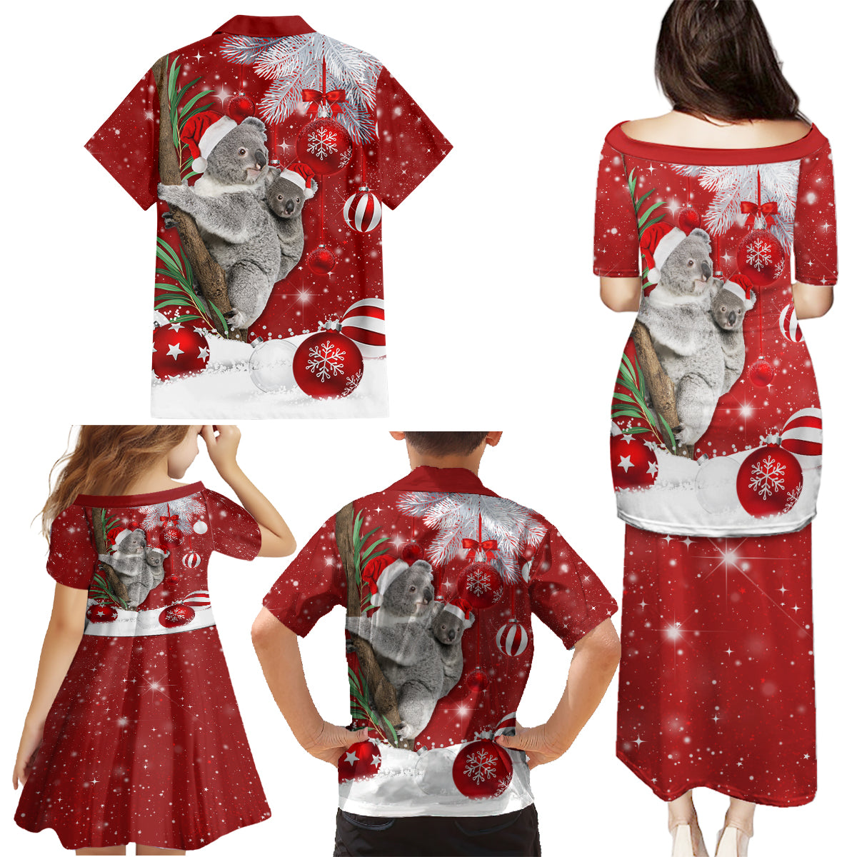 australia-christmas-family-matching-puletasi-dress-and-hawaiian-shirt-santa-koala-ver02