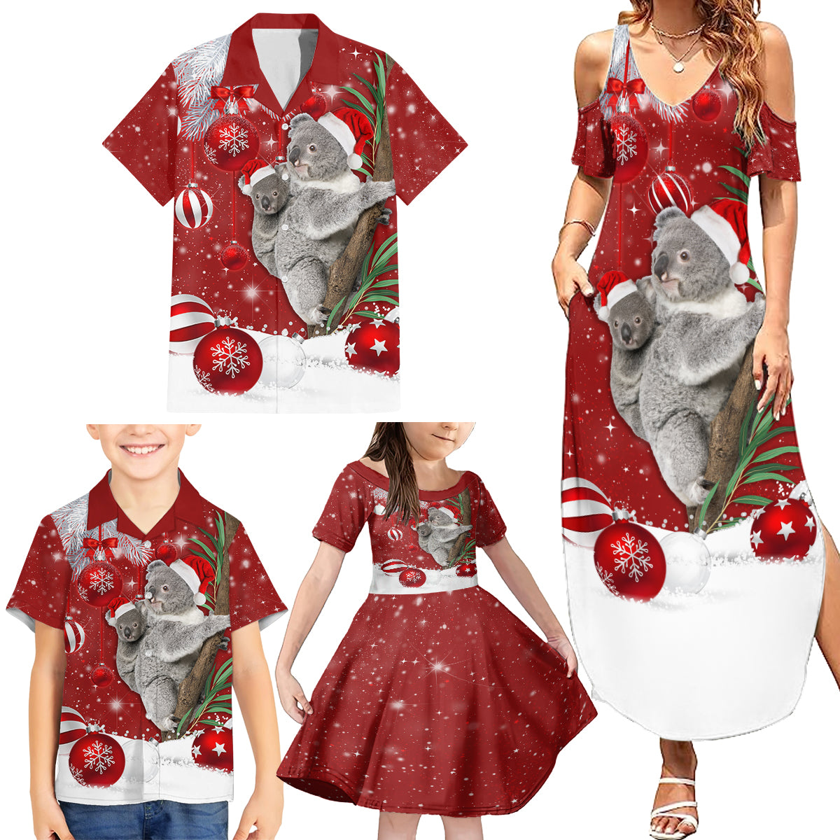 australia-christmas-family-matching-summer-maxi-dress-and-hawaiian-shirt-santa-koala-ver02