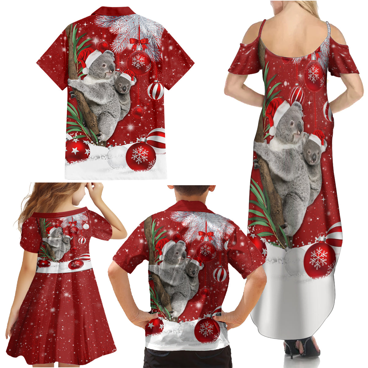 australia-christmas-family-matching-summer-maxi-dress-and-hawaiian-shirt-santa-koala-ver02