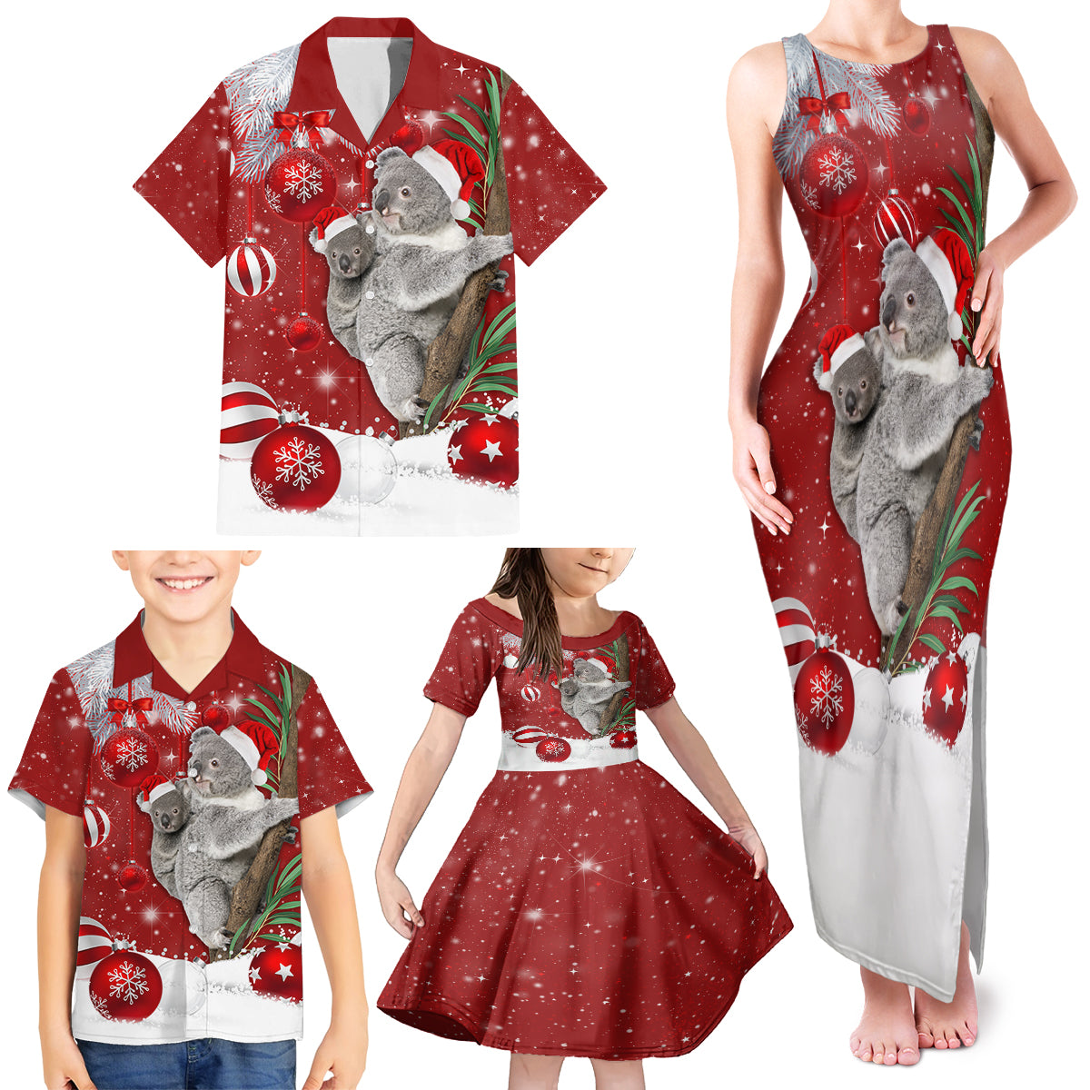 australia-christmas-family-matching-tank-maxi-dress-and-hawaiian-shirt-santa-koala-ver02