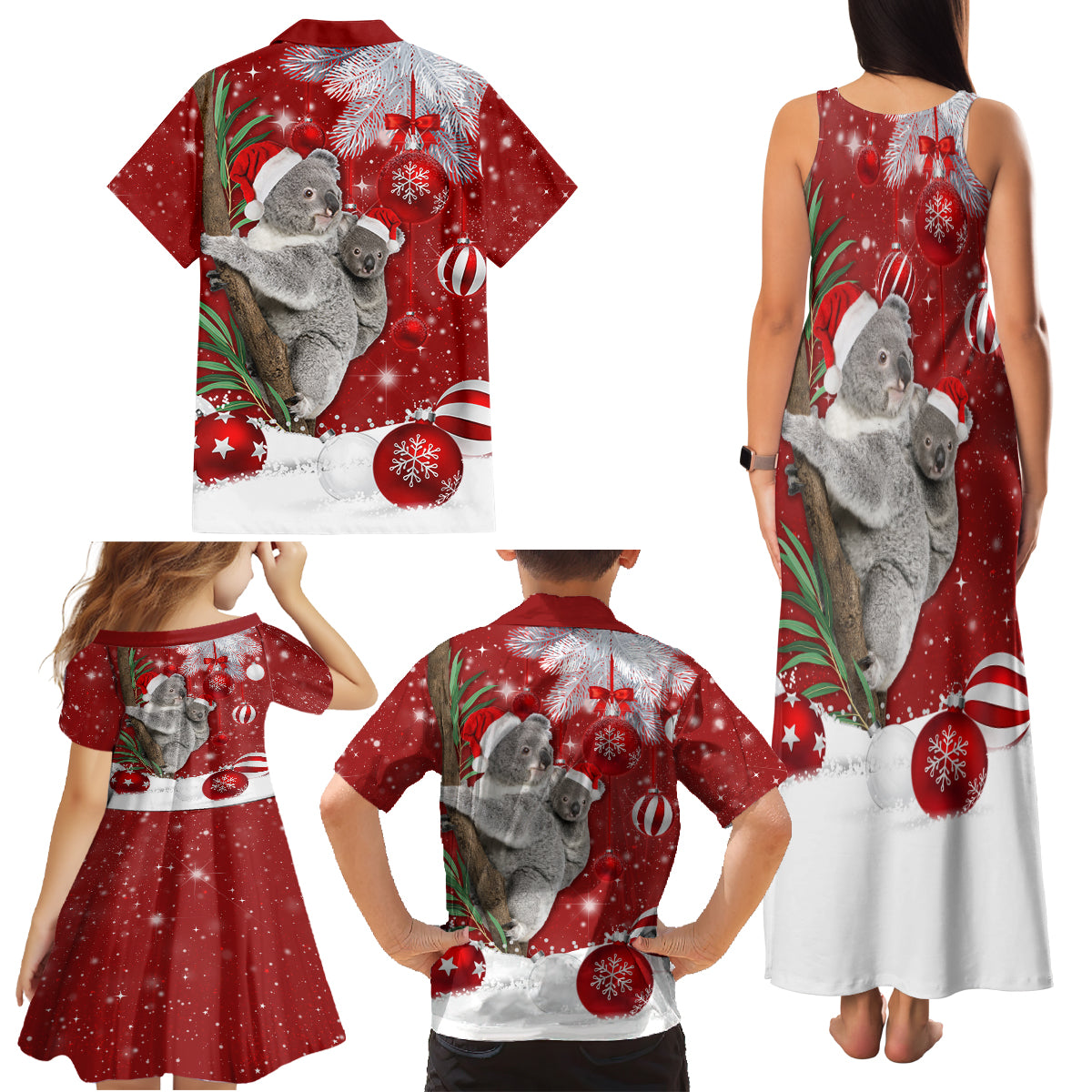 australia-christmas-family-matching-tank-maxi-dress-and-hawaiian-shirt-santa-koala-ver02