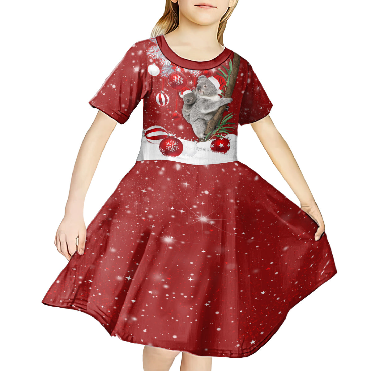 Australia Christmas Kid Short Sleeve Dress Santa Koala Ver02 - Vibe Hoodie Shop