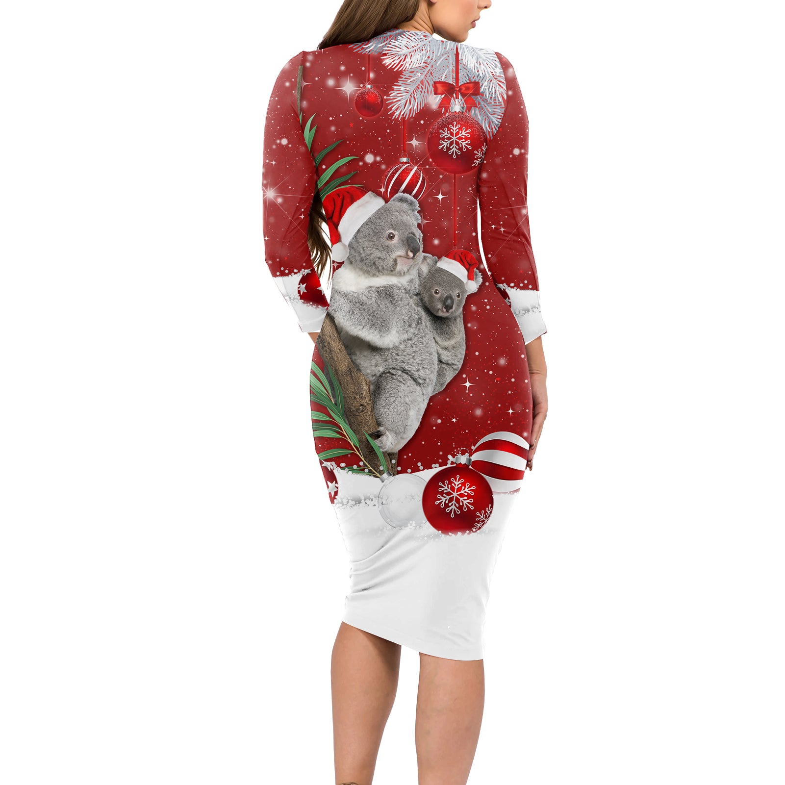 australia-christmas-long-sleeve-bodycon-dress-santa-koala-ver02