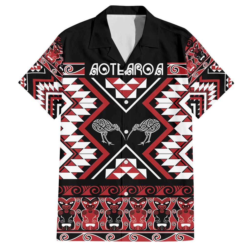 Personalised Taniko Motifs Aotearoa Family Matching Long Sleeve Bodycon Dress and Hawaiian Shirt Waitangi Kowhaiwhai Kiwi