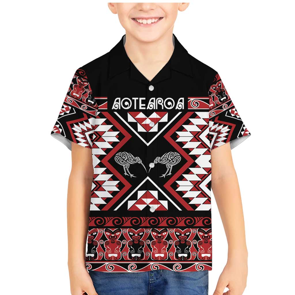 Personalised Taniko Motifs Aotearoa Family Matching Mermaid Dress and Hawaiian Shirt Waitangi Kowhaiwhai Kiwi