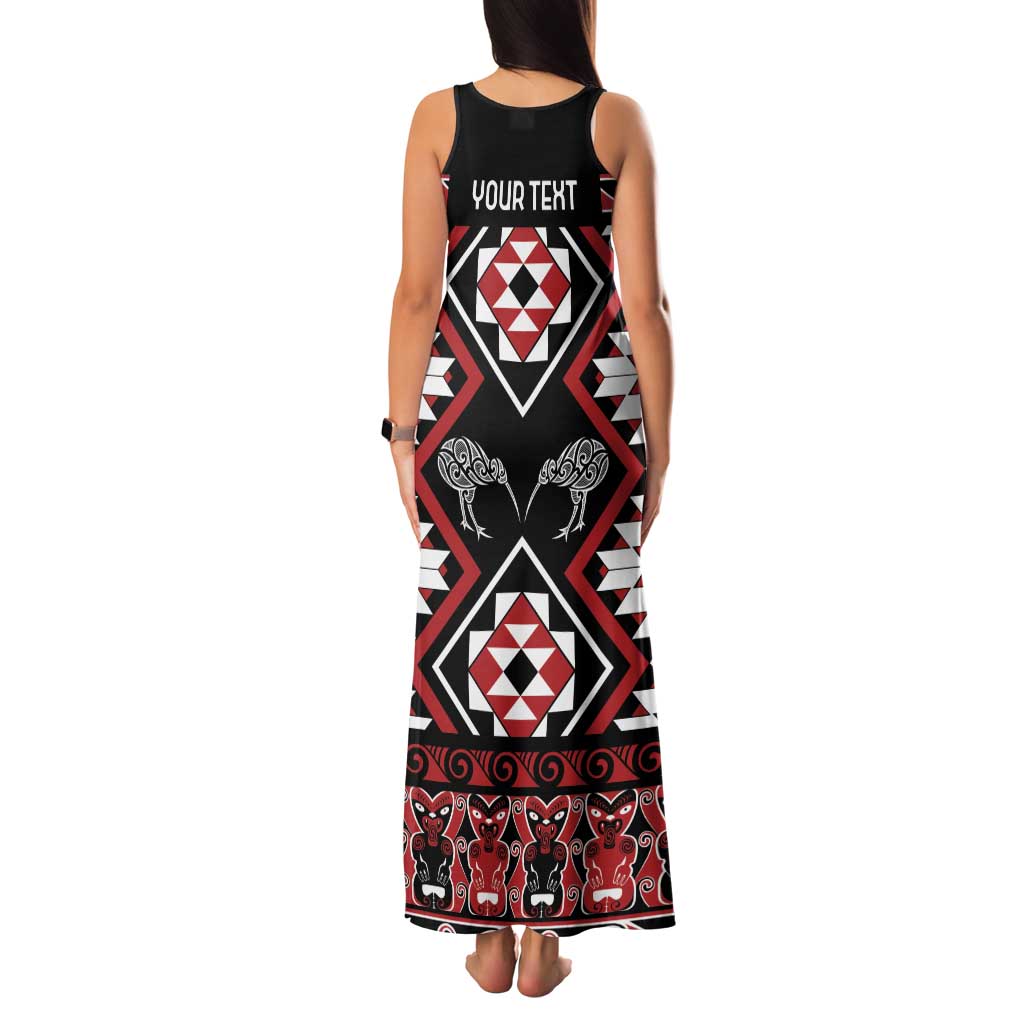 Personalised Taniko Motifs Aotearoa Family Matching Tank Maxi Dress and Hawaiian Shirt Waitangi Kowhaiwhai Kiwi