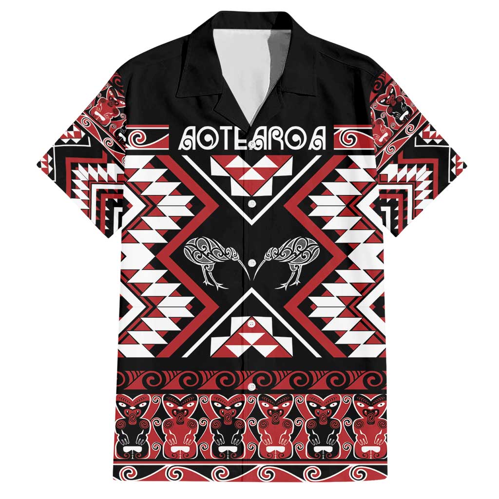 Personalised Taniko Motifs Aotearoa Hawaiian Shirt Waitangi Kowhaiwhai Kiwi - Vibe Hoodie Shop