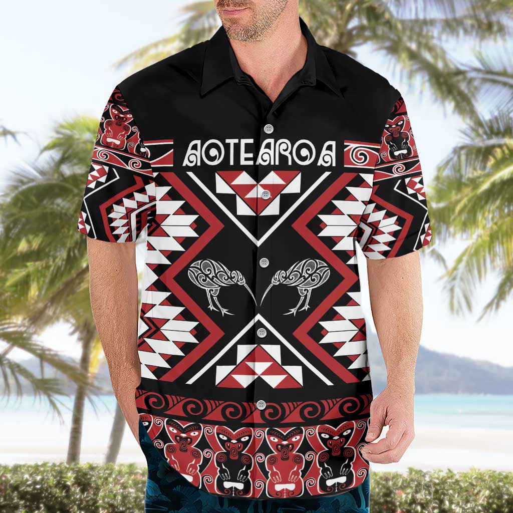 Personalised Taniko Motifs Aotearoa Hawaiian Shirt Waitangi Kowhaiwhai Kiwi - Vibe Hoodie Shop