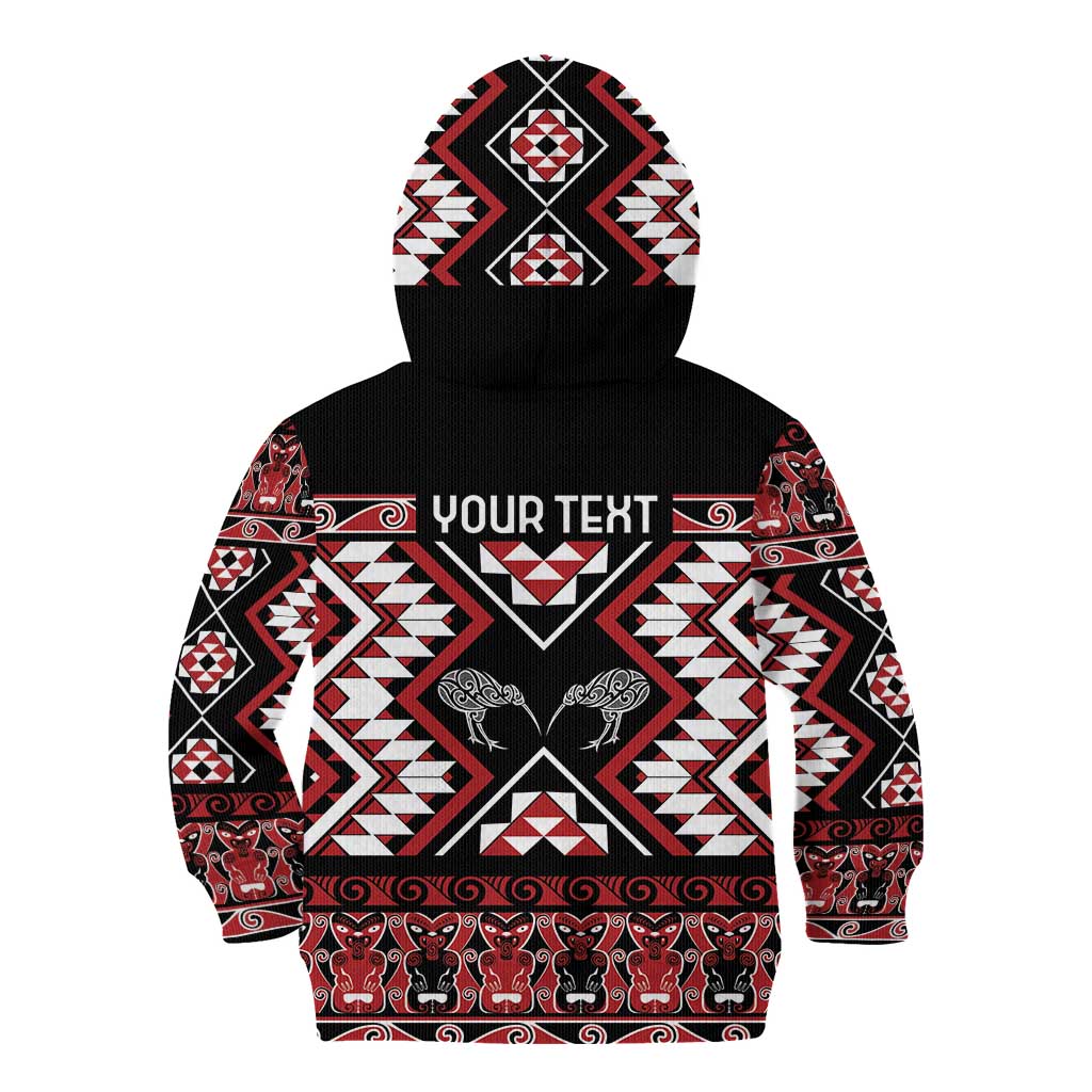 Personalised Taniko Motifs Aotearoa Kid Hoodie Waitangi Kowhaiwhai Kiwi - Vibe Hoodie Shop