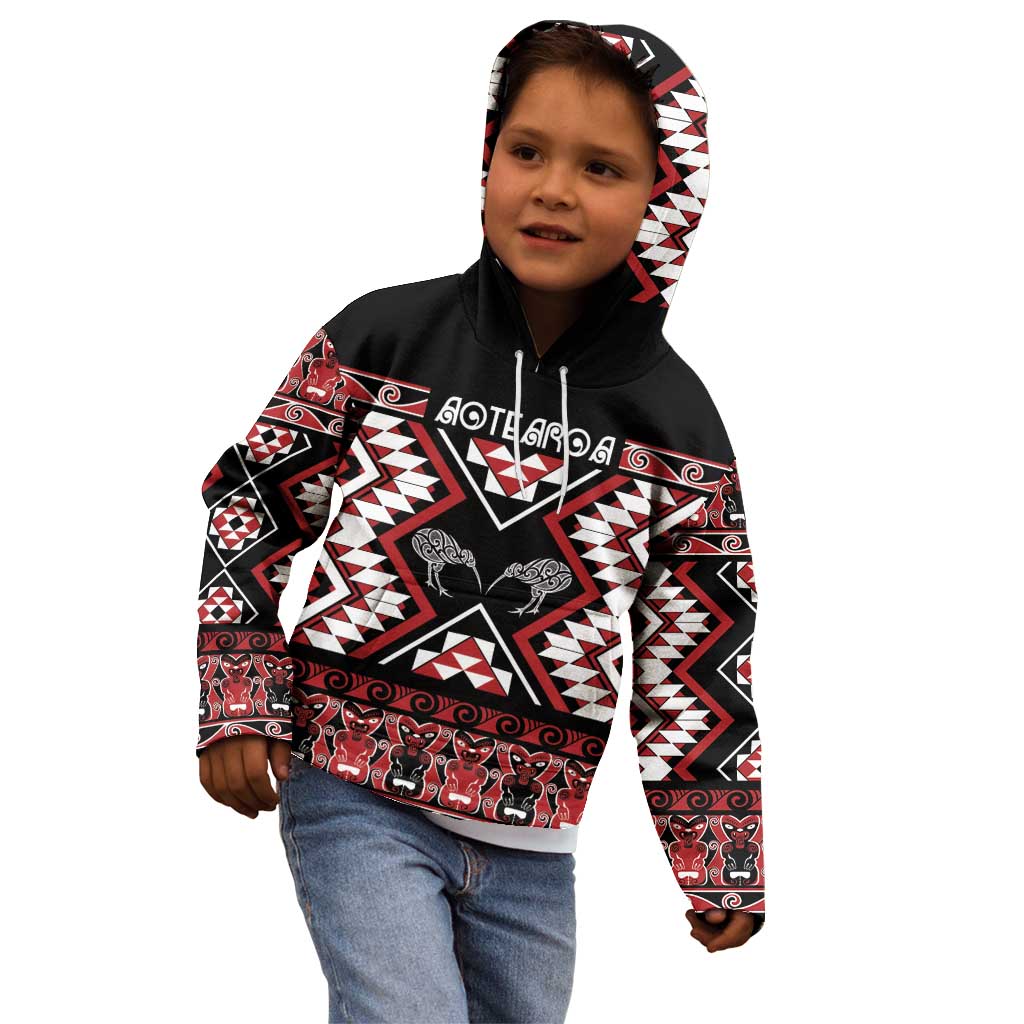 Personalised Taniko Motifs Aotearoa Kid Hoodie Waitangi Kowhaiwhai Kiwi - Vibe Hoodie Shop