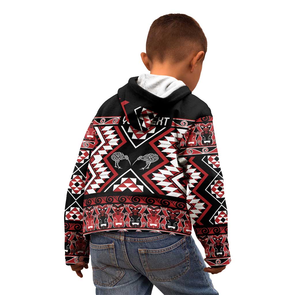 Personalised Taniko Motifs Aotearoa Kid Hoodie Waitangi Kowhaiwhai Kiwi - Vibe Hoodie Shop