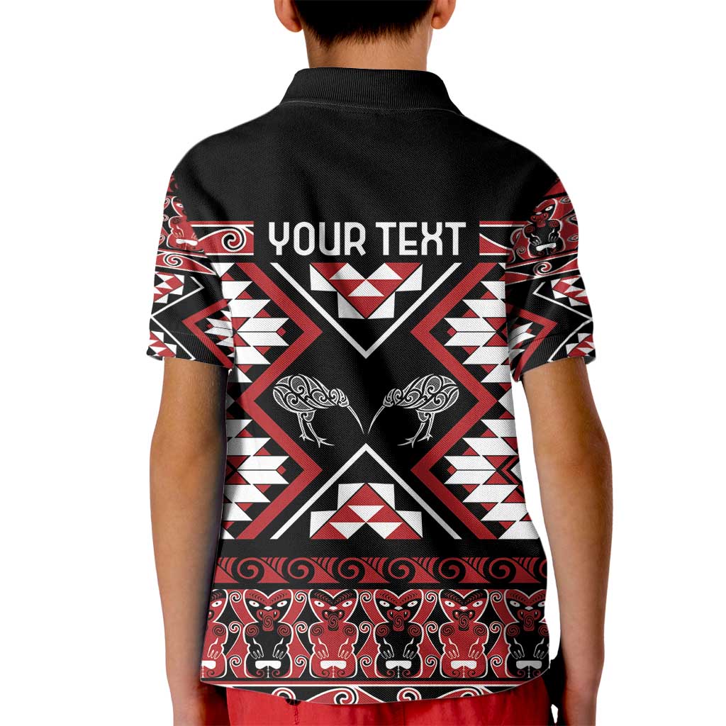 Personalised Taniko Motifs Aotearoa Kid Polo Shirt Waitangi Kowhaiwhai Kiwi - Vibe Hoodie Shop